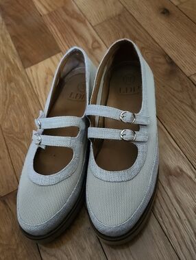L'Amour Des Pieds Mary Jane Linen Fabric Orthro Shoes 9.5